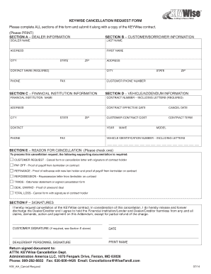 KEYWise Cancellation Request Form