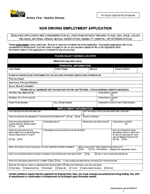 Non-Driving Employment Application