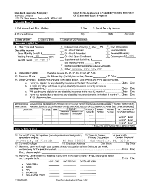 Standard Insurance Disability Income Application