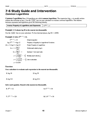 Common Logarithms Study Guide