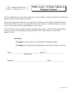 Texas Pensioner Public Access Form