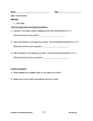Volume Activity Worksheet