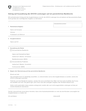 Eidgenössische Alters-, Hinterlassenen und Invalidenversicherung AHV/IV Antrag auf Auszahlung der AHV/IV-Leistungen