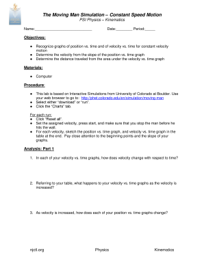 Physics Kinematics Lab Worksheet