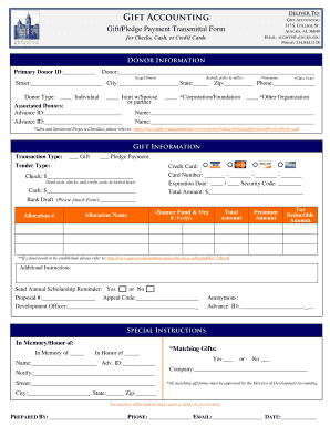 Gift/Pledge Payment Transmittal Form
