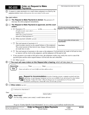 Order on Request to Make Payments SC-222