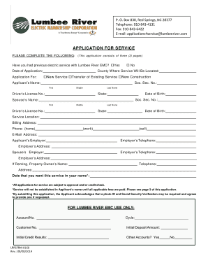 Lumbee River EMC Application for Service
