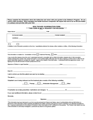Healthcare Coordination Form