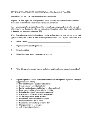 State of California Driver Accident Review Form