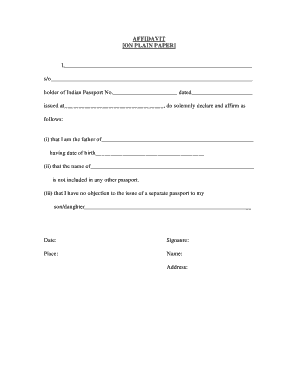 Affidavit for Indian Passport