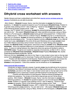 Dihybrid Cross Worksheet