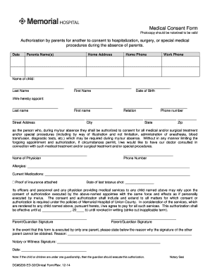 Medical Consent Form for Child