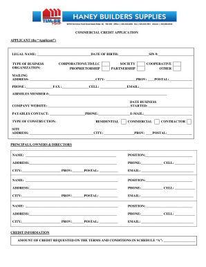 Commercial Credit Application Form
