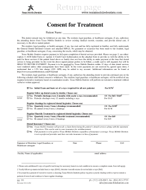 Texas Mobile Dentists Consent for Treatment