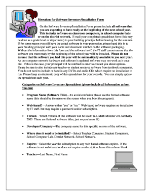 Software Inventory/Installation Form