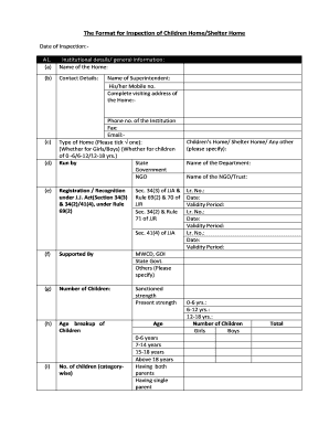 Children Home/Shelter Home Inspection Form