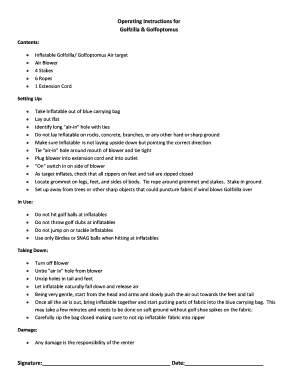 Golfzilla Golfoptomus Air Target Operating Instructions