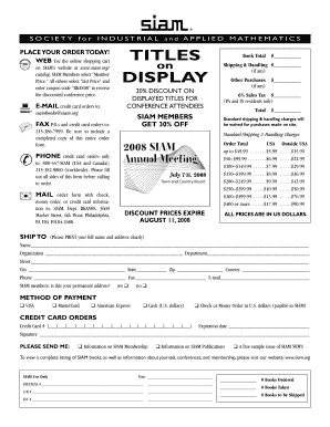 SIAM Book Order Form