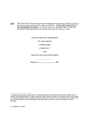 Stock Purchase Agreement Template