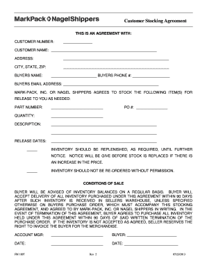 Customer Stocking Agreement