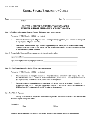 Chapter 13 Debtor's Certifications Form 283