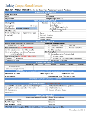 Recruitment Form for Staff and Non-Academic Student Positions