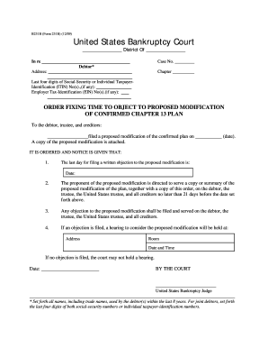 US Bankruptcy Court Order for Chapter 13 Plan Modification