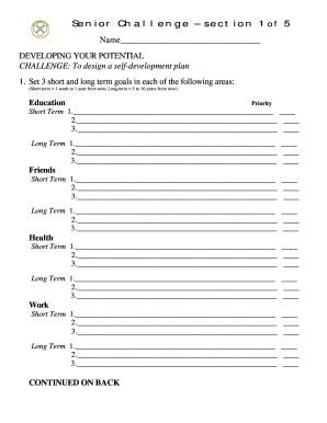 Senior Challenge Self-Development Plan