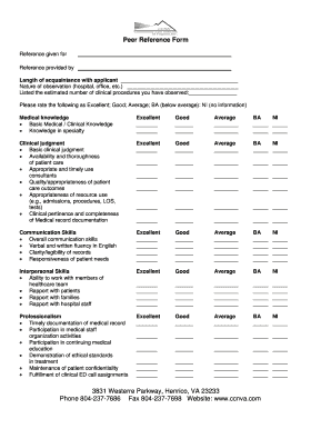 Peer Reference Form