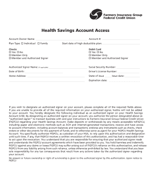 Health Savings Account Access Form