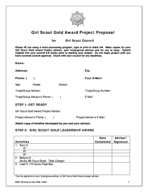Girl Scout Gold Award Project Proposal