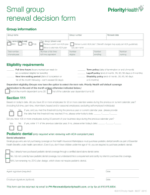 Small Group Health Insurance Renewal Decision Form
