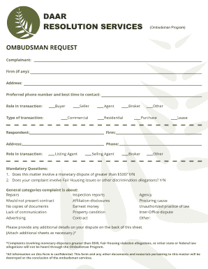 Ombudsman Request Form