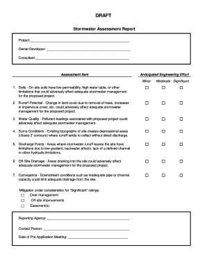 Stormwater Assessment Report Form