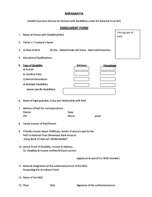 Niramaya Health Insurance Enrollment Form