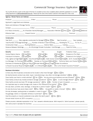 Commercial Storage Insurance Application