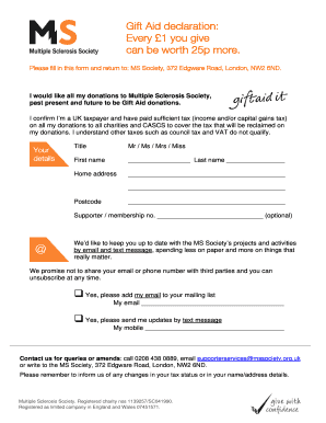 UK Gift Aid Declaration Form