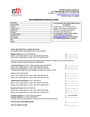 ISTH Membership Renewal Form