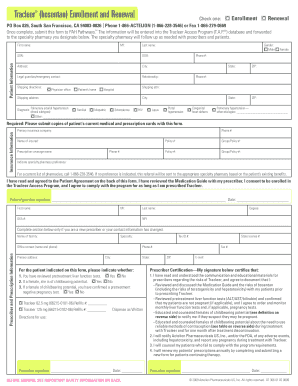 Tracleer Enrollment and Renewal Form