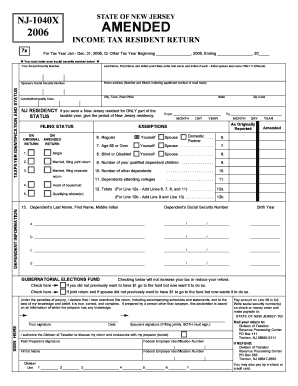 New Jersey Amended Income Tax Resident Return