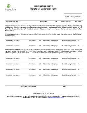 Life Insurance Beneficiary Designation Form