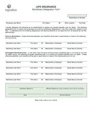 Life Insurance Beneficiary Designation Form