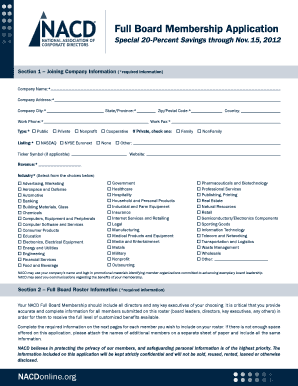 NACD Full Board Membership Application