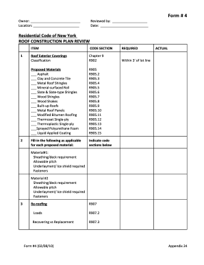 New York Roof Construction Plan Review Form