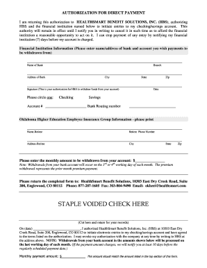 Authorization for Direct Payment