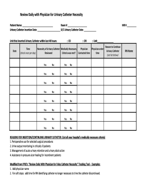 Urinary Catheter Necessity Review Form