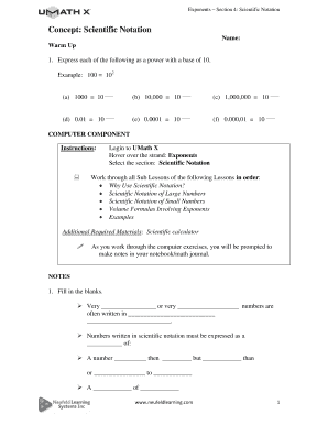 Scientific Notation Worksheet
