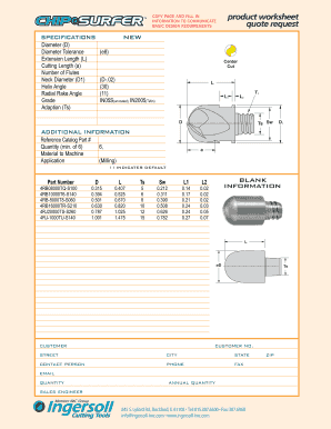 Ingersoll IM Cutting Tools Quote Request Form
