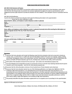 Ohio Home Education Notification Form