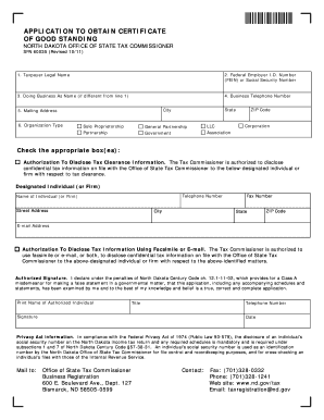 North Dakota Certificate of Good Standing Application
